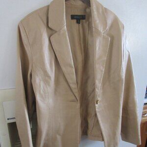 Siena Studio khaki beige leather blazer jacket size M 12 lined